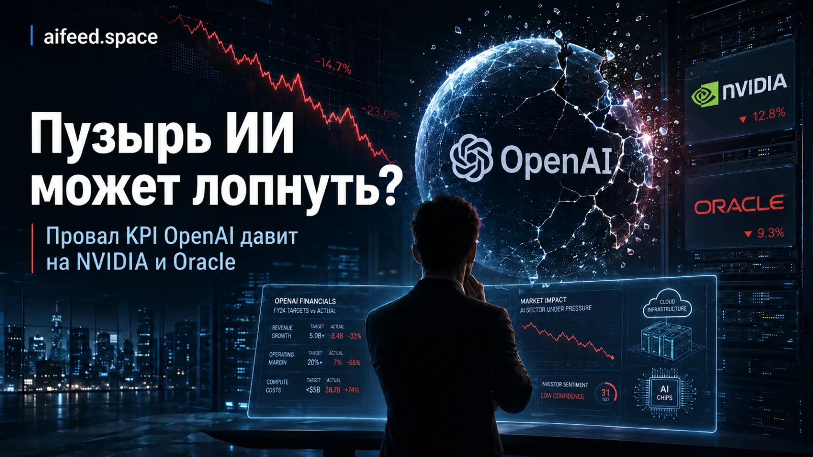 Иллюстрация к новости: Пузырь ИИ может лопнуть: провал целей OpenAI ударил по NV…